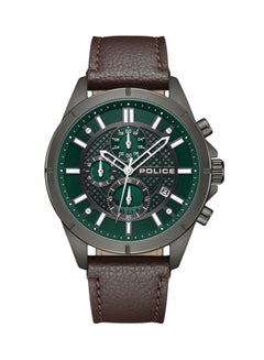 بوليس Men's Burbank Green Dial Chocolate Brown Leather Strap Gents Chronograph Watch With Stainless Steel Case  - Image 1