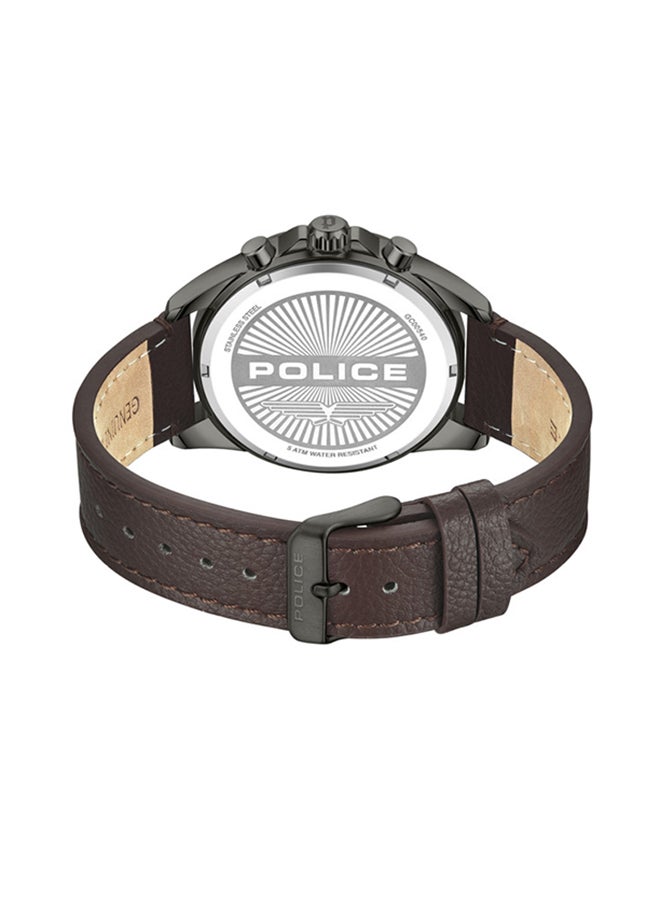 بوليس Men's Burbank Green Dial Chocolate Brown Leather Strap Gents Chronograph Watch With Stainless Steel Case  - Image 3
