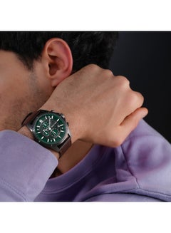 بوليس Men's Burbank Green Dial Chocolate Brown Leather Strap Gents Chronograph Watch With Stainless Steel Case  - Image 5