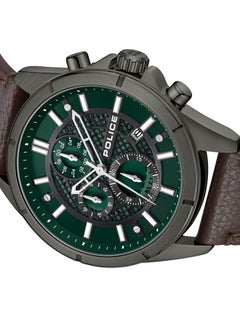 بوليس Men's Burbank Green Dial Chocolate Brown Leather Strap Gents Chronograph Watch With Stainless Steel Case  - Image 4
