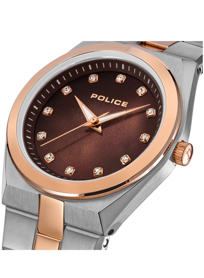 بوليس Women's Vogue Brown Mother-of-Pearl Dial With Silver & Rose Gold Stainless Steel Bracelet Analog Watch - Image 4