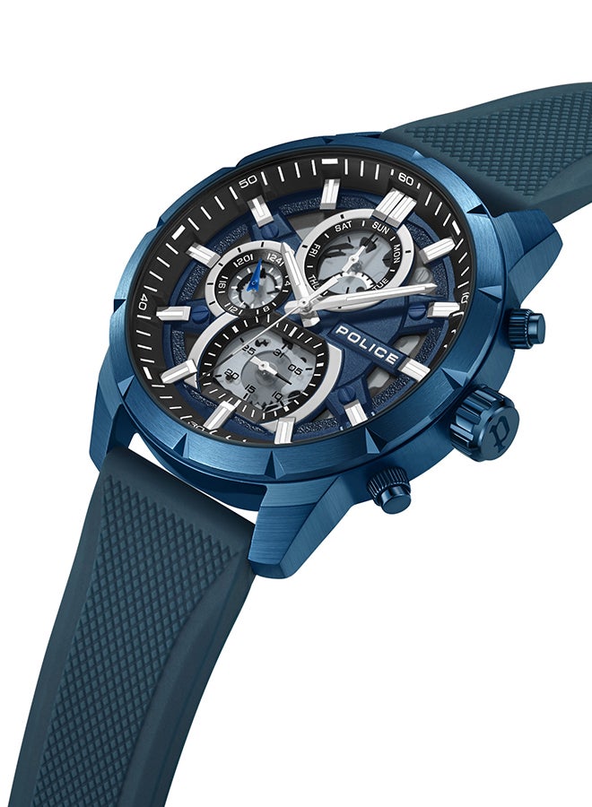 بوليس Men's Neist Matt Blue Dial Blue Silicone Strap Gents Chronograph Watch With Stainless Steel Case  - Image 2