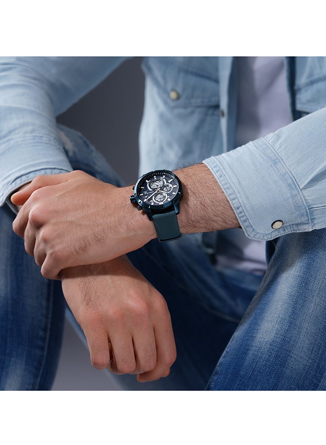 بوليس Men's Neist Matt Blue Dial Blue Silicone Strap Gents Chronograph Watch With Stainless Steel Case  - Image 5