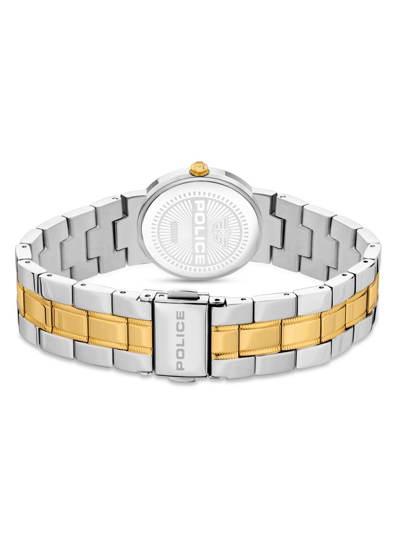 POLICE Women's MEA-L03 White Mother-of-Pearl Dial With Silver & Yellow Gold Plated Plated Stainless Steel Bracelet Watch  - Image 3