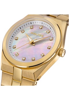 POLICE Women's Vogue White Mother-of-Pearl Dial With Yellow Gold Plated Plated Stainless Steel Bracelet Watch  - Image 4
