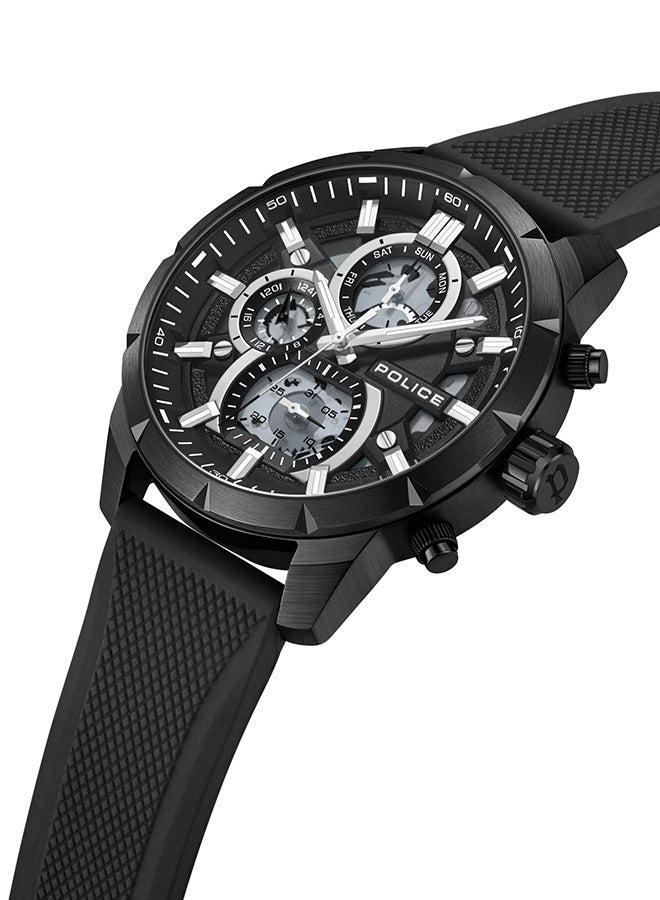 POLICE Men's Neist Matt Black Dial Black Silicone Strap Gents Chronograph Watch With Stainless Steel Case  - Image 2