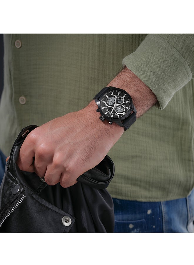 POLICE Men's Neist Matt Black Dial Black Silicone Strap Gents Chronograph Watch With Stainless Steel Case  - Image 5
