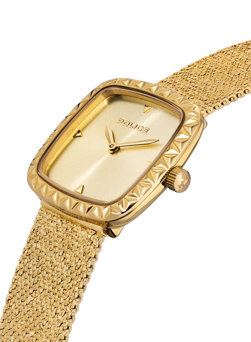 POLICE Women's MEA-L03 Champagne Gold Dial With Yellow Gold Plated Plated Stainless Steel Bracelet Watch  - Image 2