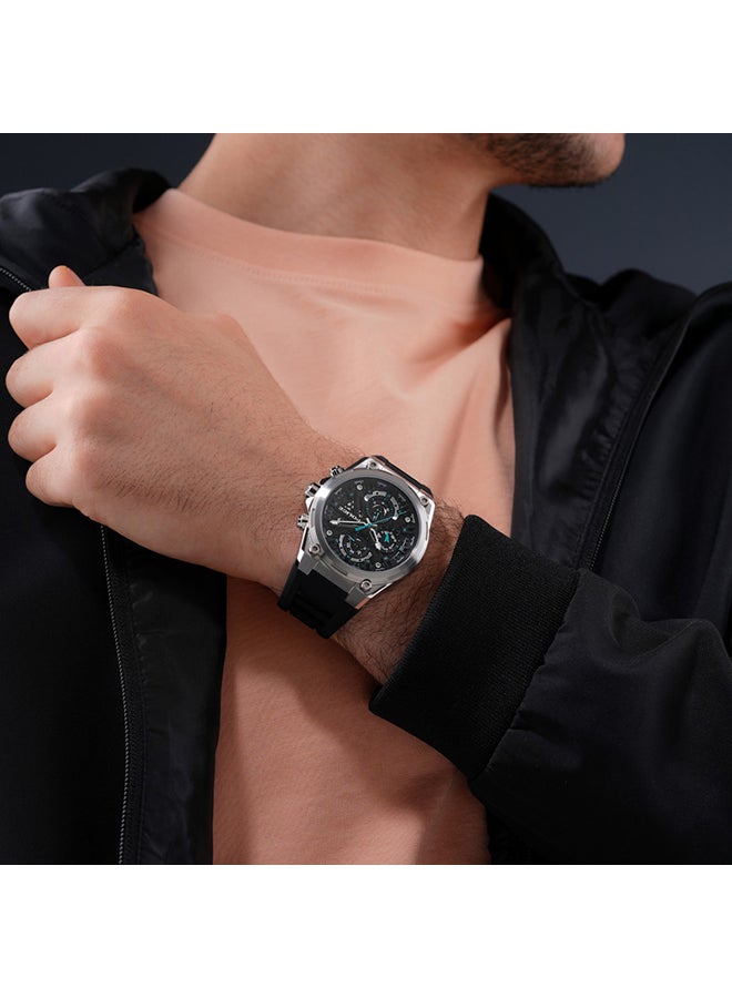 POLICE Men's Sonic Black Dial Black Silicone Strap Gents Chronograph Watch With Stainless Steel Case  - Image 5