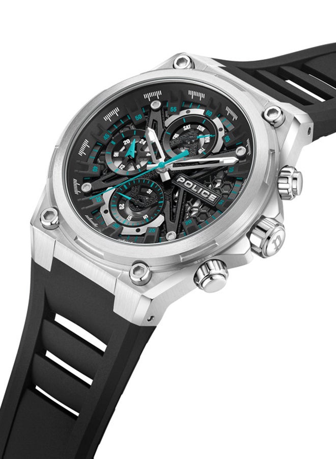 POLICE Men's Sonic Black Dial Black Silicone Strap Gents Chronograph Watch With Stainless Steel Case  - Image 2