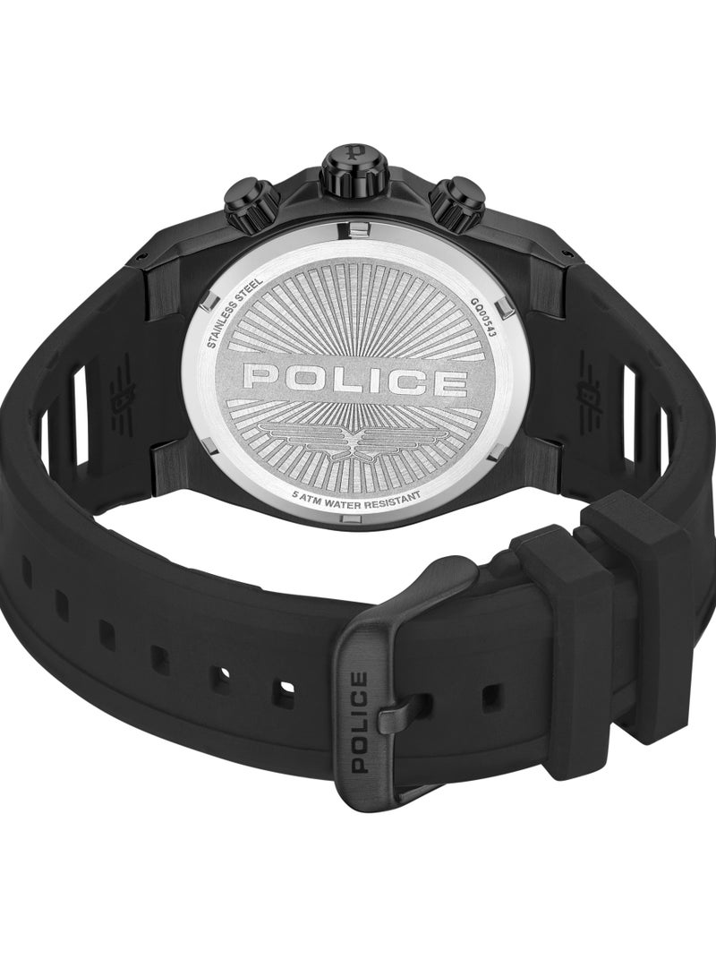 Men's Sonic Black Dial Black Silicone Strap Gents Chronograph Watch With Stainless Steel Case