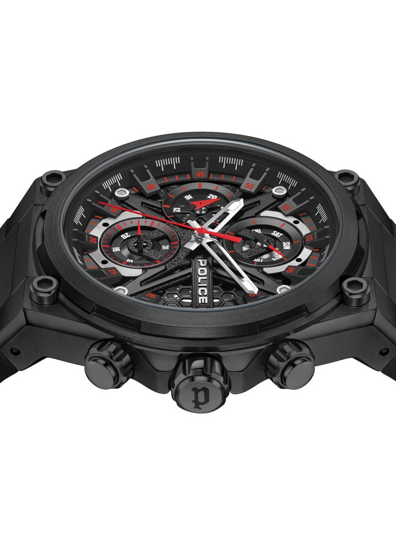 Men's Sonic Black Dial Black Silicone Strap Gents Chronograph Watch With Stainless Steel Case