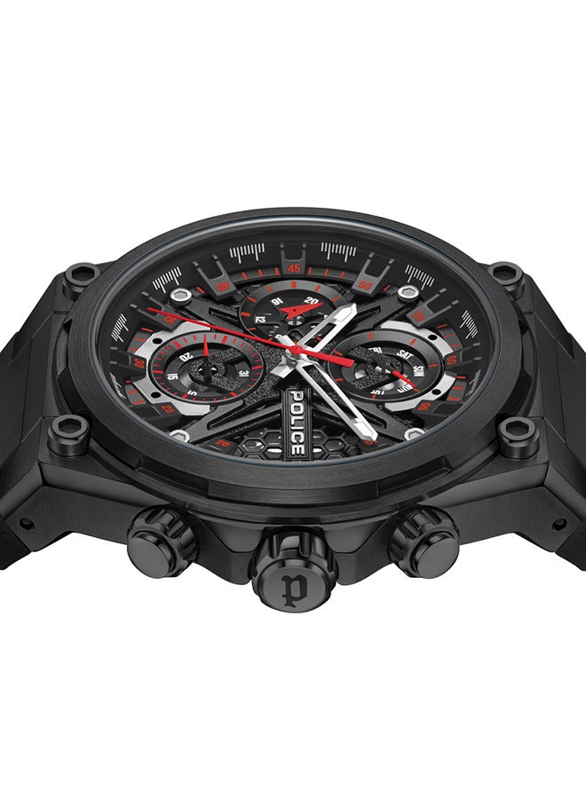 بوليس Men's Sonic Black Dial Black Silicone Strap Gents Chronograph Watch With Stainless Steel Case  - Image 4