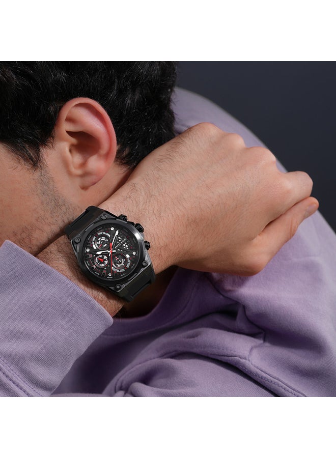 بوليس Men's Sonic Black Dial Black Silicone Strap Gents Chronograph Watch With Stainless Steel Case  - Image 5