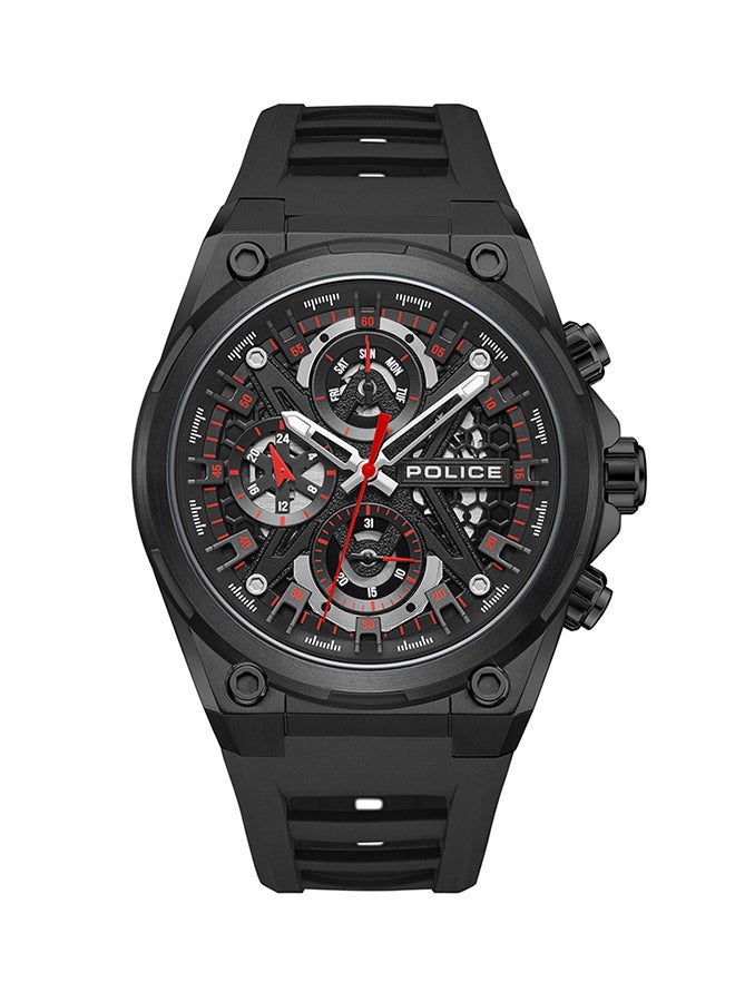 Men's Sonic Black Dial Black Silicone Strap Gents Chronograph Watch With Stainless Steel Case
