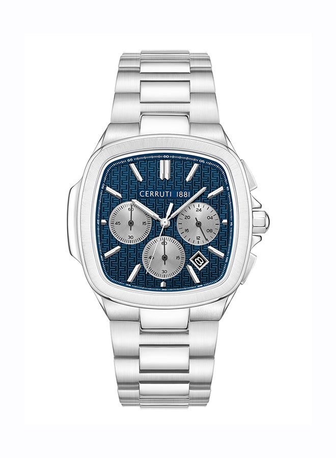 شيروتي 1881 ساعة سيروتي 1881 كاسالي أنالوج زرقاء داكنة للرجال زجاج مسطح مغطى بالياقوت وسوار من الفولاذ المقاوم للصدأ 42 مم مقاومة للماء 5 ATM - CIWGI0018601 - Image 1