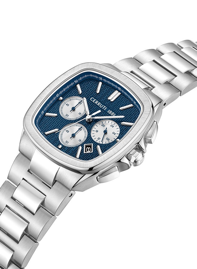 شيروتي 1881 ساعة سيروتي 1881 كاسالي أنالوج زرقاء داكنة للرجال زجاج مسطح مغطى بالياقوت وسوار من الفولاذ المقاوم للصدأ 42 مم مقاومة للماء 5 ATM - CIWGI0018601 - Image 3
