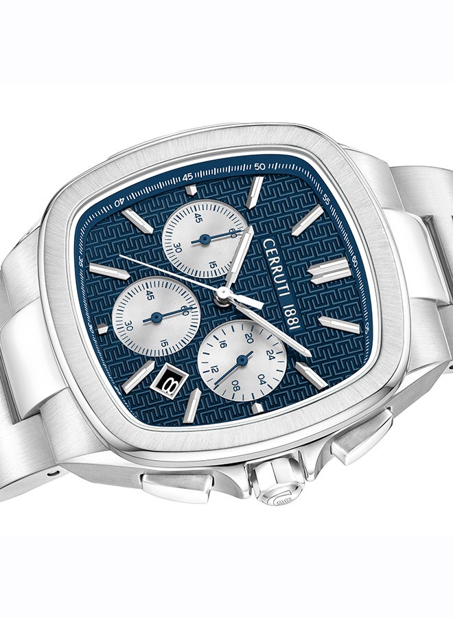 شيروتي 1881 ساعة سيروتي 1881 كاسالي أنالوج زرقاء داكنة للرجال زجاج مسطح مغطى بالياقوت وسوار من الفولاذ المقاوم للصدأ 42 مم مقاومة للماء 5 ATM - CIWGI0018601 - Image 4