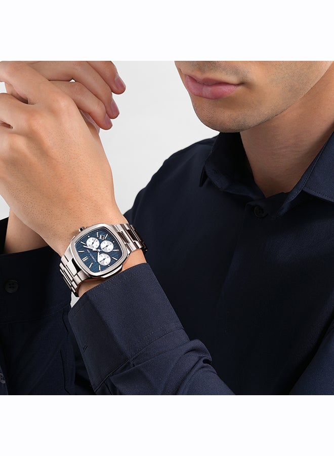 شيروتي 1881 ساعة سيروتي 1881 كاسالي أنالوج زرقاء داكنة للرجال زجاج مسطح مغطى بالياقوت وسوار من الفولاذ المقاوم للصدأ 42 مم مقاومة للماء 5 ATM - CIWGI0018601 - Image 5