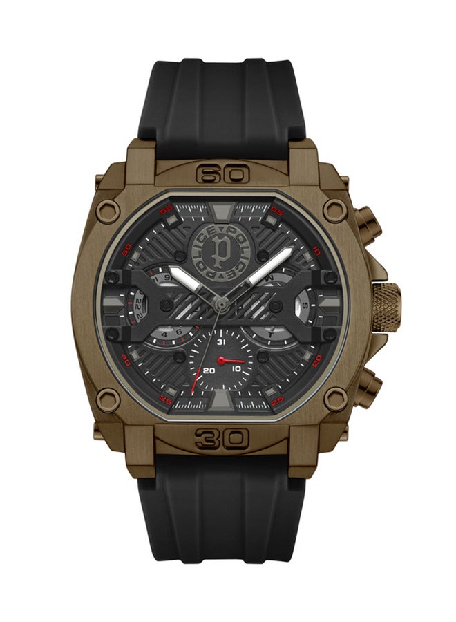 POLICE Men's Norwood Black Sunray Dial Black Silicone Strap Gents Chronograph Watch With Stainless Steel Case  - Image 1