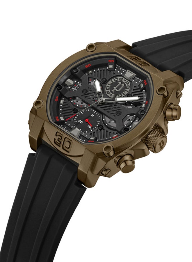 POLICE Men's Norwood Black Sunray Dial Black Silicone Strap Gents Chronograph Watch With Stainless Steel Case  - Image 2