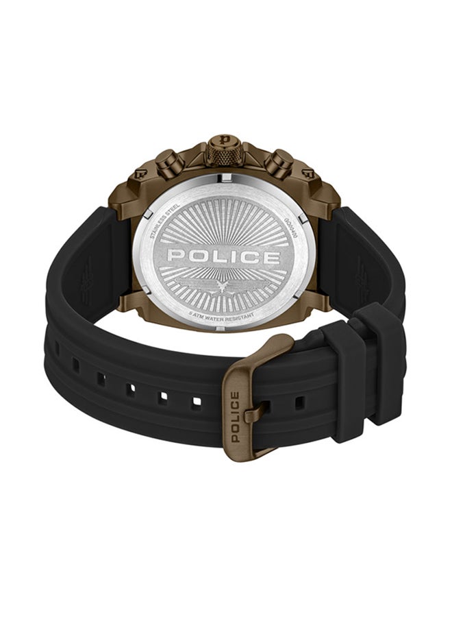 POLICE Men's Norwood Black Sunray Dial Black Silicone Strap Gents Chronograph Watch With Stainless Steel Case  - Image 3