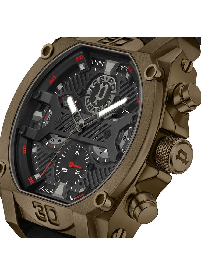 POLICE Men's Norwood Black Sunray Dial Black Silicone Strap Gents Chronograph Watch With Stainless Steel Case  - Image 4