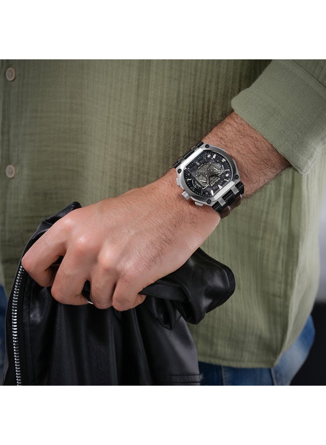 بوليس Men's Shield Black Dial Brown Leather Strap Gents Chronograph Watch With Stainless Steel Case  - Image 5