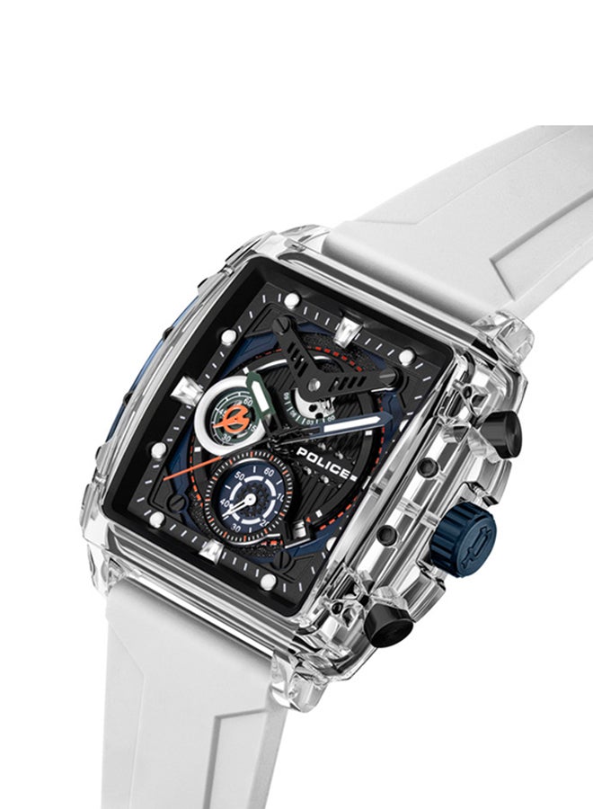 POLICE Men's Clout Black, Green, Blue, White Silicone Strap Gents Chronograph Watch With Nylon Fiber Case  - Image 5