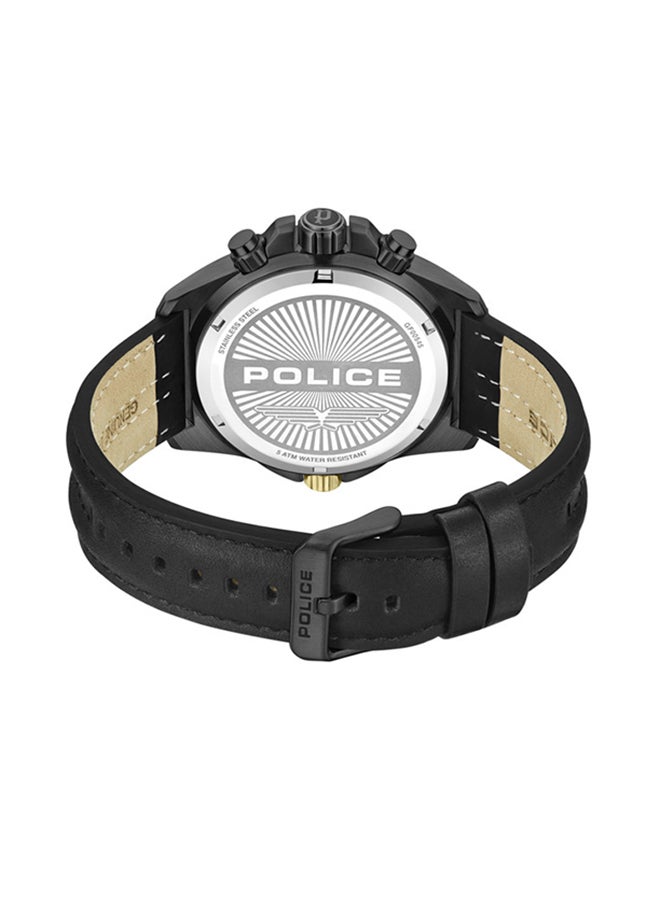 بوليس Men's Electrical Black Dial Black Leather Strap Gents Chronograph Watch With Stainless Steel Case  - Image 3