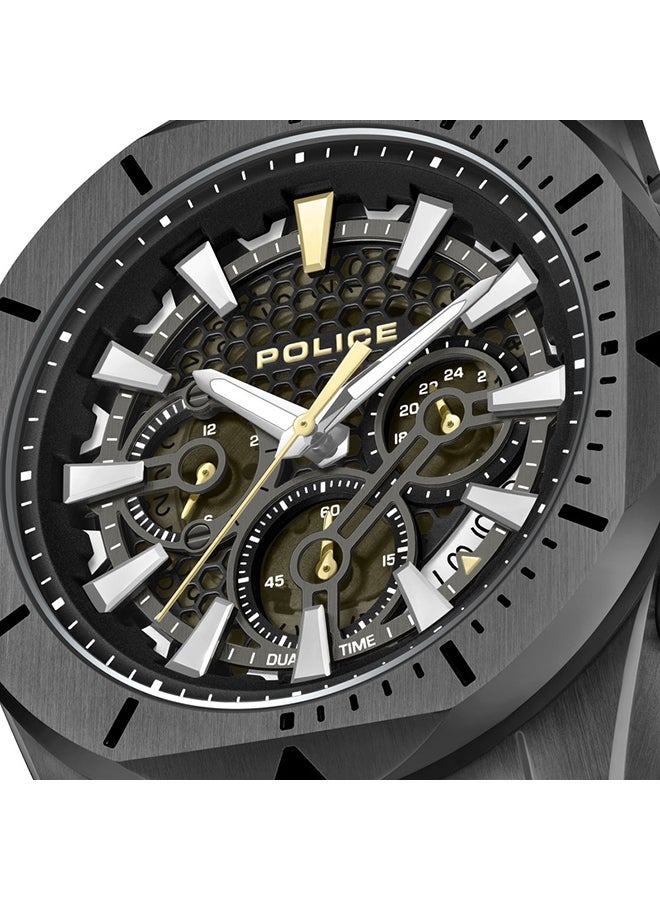 بوليس Men's Electrical Black Dial Black Leather Strap Gents Chronograph Watch With Stainless Steel Case  - Image 4