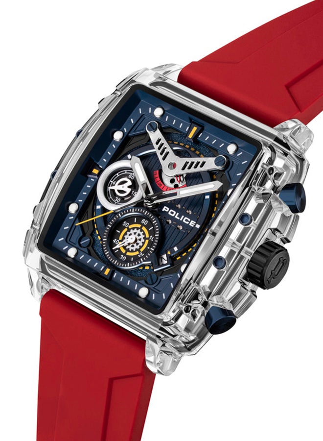 POLICE Men's Clout Black, Red, Yellow, White Silicone Strap Gents Chronograph Watch With Nylon Fiber Case  - Image 2