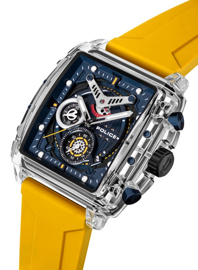 POLICE Men's Clout Black, Red, Yellow, White Silicone Strap Gents Chronograph Watch With Nylon Fiber Case  - Image 4