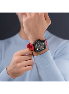 POLICE Men's Tough Gear Black Dial Red Silicone Strap Gents Chronograph Watch With Stainless Steel Case  - Image 5