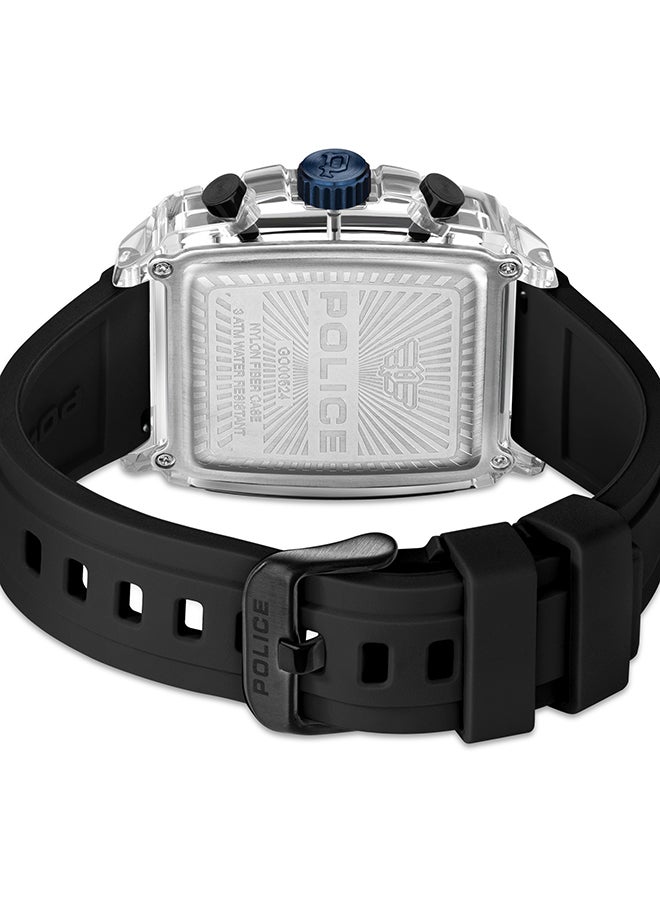 POLICE - Men's Clout Black, Green, Blue, White Silicone Strap Gents Chronograph Watch With Nylon Fiber Case - Image 1