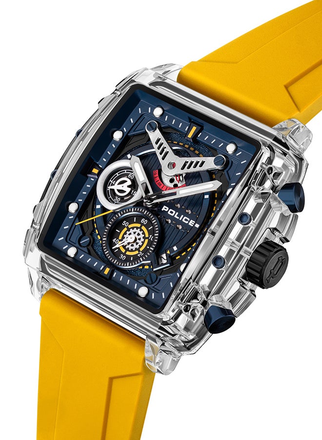 POLICE - Men's Clout Black, Red, Yellow, White Silicone Strap Gents Chronograph Watch With Nylon Fiber Case - Image 1