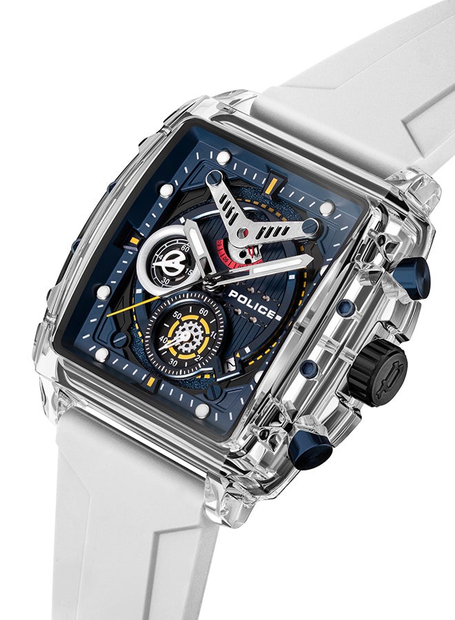 POLICE - Men's Clout Black, Red, Yellow, White Silicone Strap Gents Chronograph Watch With Nylon Fiber Case - Image 1