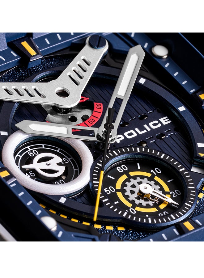 POLICE - Men's Clout Black, Red, Yellow, White Silicone Strap Gents Chronograph Watch With Nylon Fiber Case - Image 1