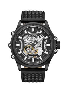 POLICE Men's Luang White Dial Black Leather Strap Gents Automatic Watch With Stainless Steel Case  - Image 1