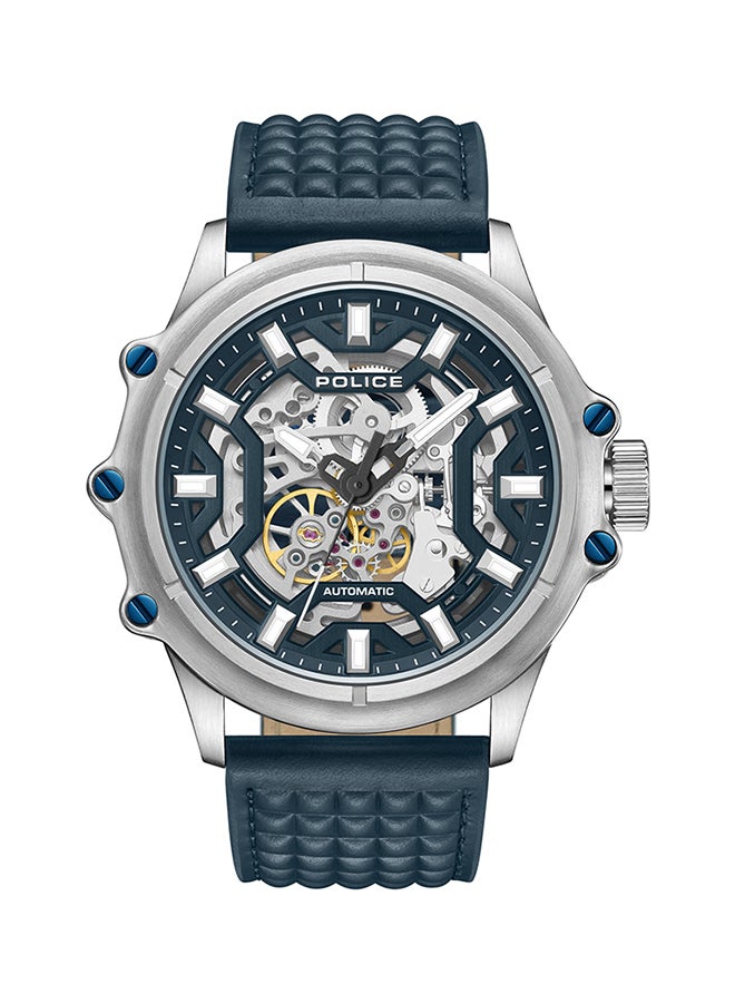 بوليس Men's Luang White Dial Navy Blue Leather Strap Gents Automatic Watch With Stainless Steel Case  - Image 1