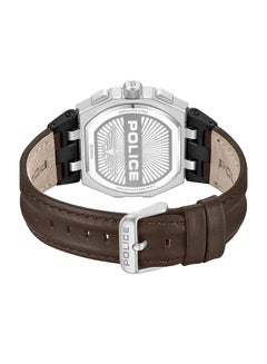 POLICE Men's Shield Black Dial Brown Leather Strap Gents Chronograph Watch With Stainless Steel Case  - Image 4