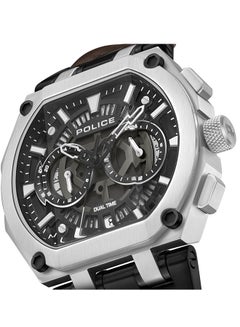 POLICE Men's Shield Black Dial Brown Leather Strap Gents Chronograph Watch With Stainless Steel Case  - Image 3