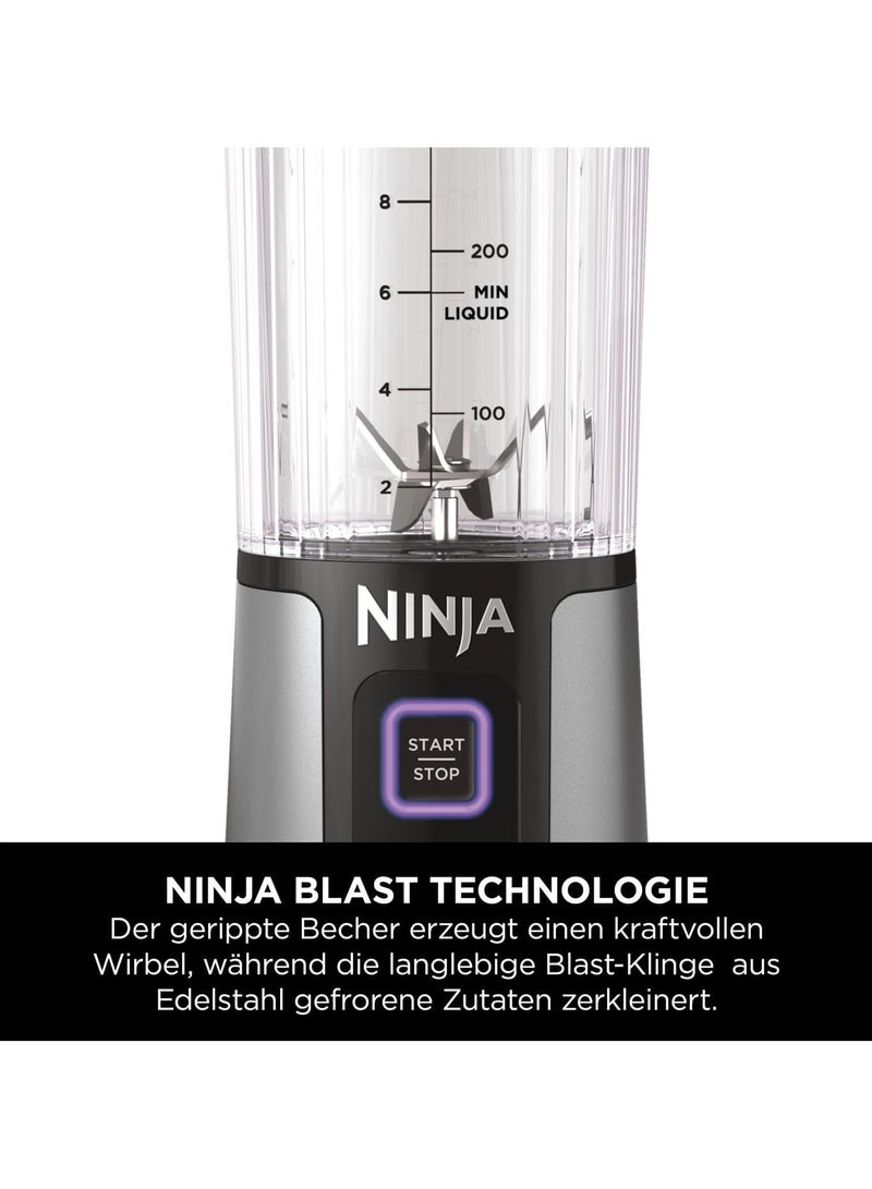 Ninja - Blast Cordless Portable Blender, USB-C Rechargeable, 530ml Blending Cup with Leak-proof Sip Lid with carrying handle, Lightweight, Dishwasher Safe 144 W BC151EUBK / BC151UKBK Black - Image 1
