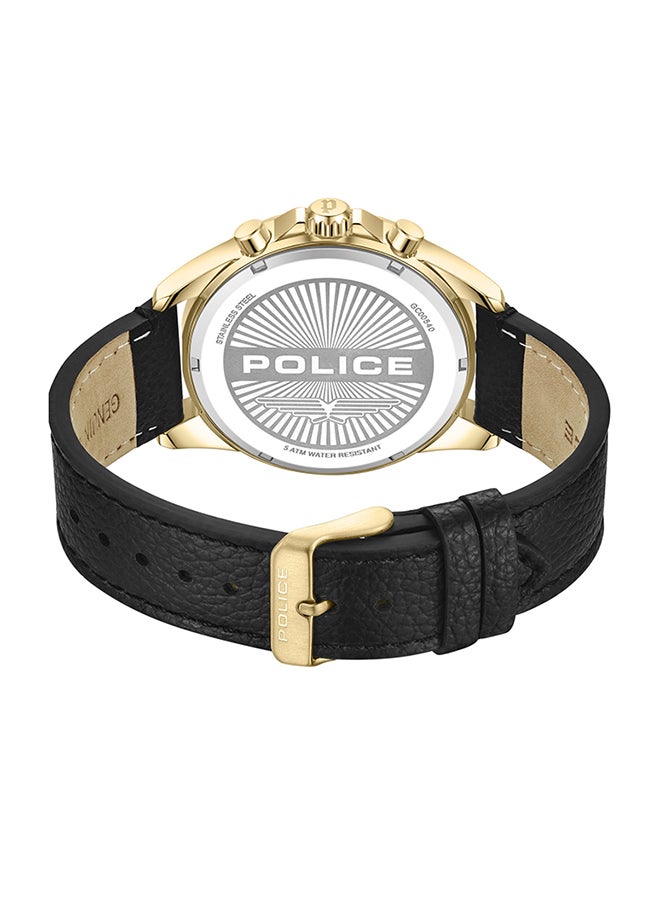POLICE Men's Burbank Matt Black Dial Black Leather Strap Gents Chronograph Watch With Stainless Steel Case  - Image 4