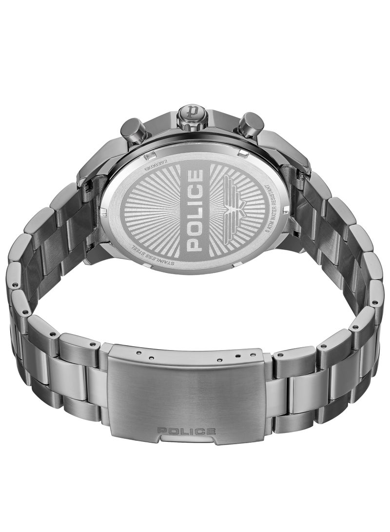 بوليس ساعة كرونوغراف بقرص أزرق مع سوار من الفولاذ المقاوم للصدأ مطلي باللون الرمادي الداكن - Image 3