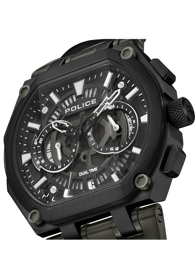 POLICE - Men's Shield Black Dial Black Leather Strap Gents Chronograph Watch With Stainless Steel Case - Image 1