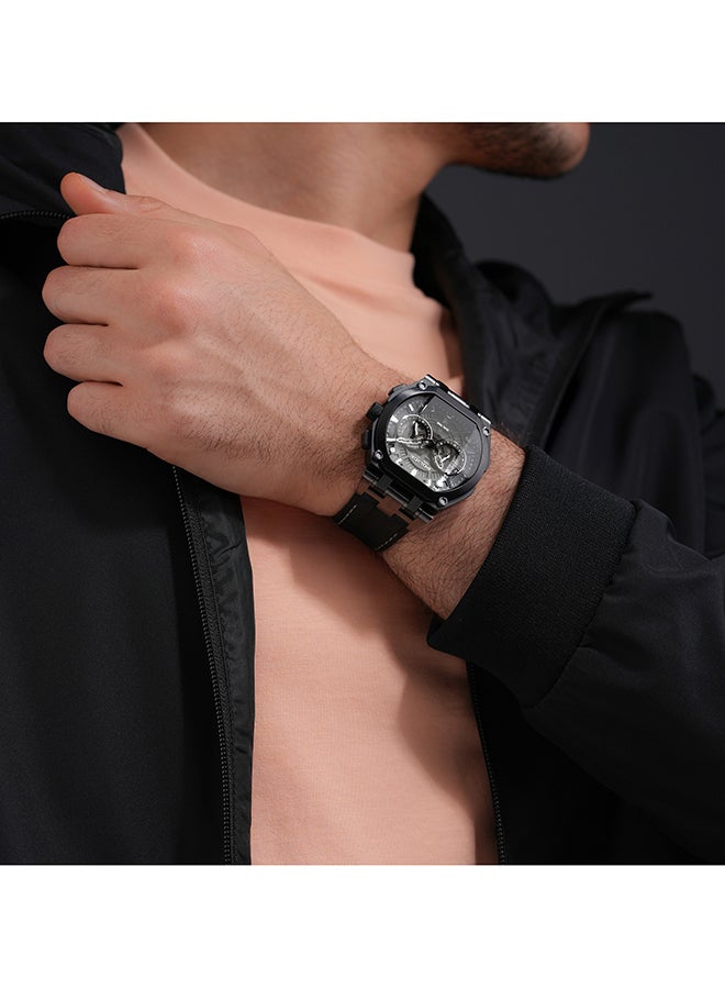 POLICE - Men's Shield Black Dial Black Leather Strap Gents Chronograph Watch With Stainless Steel Case - Image 1