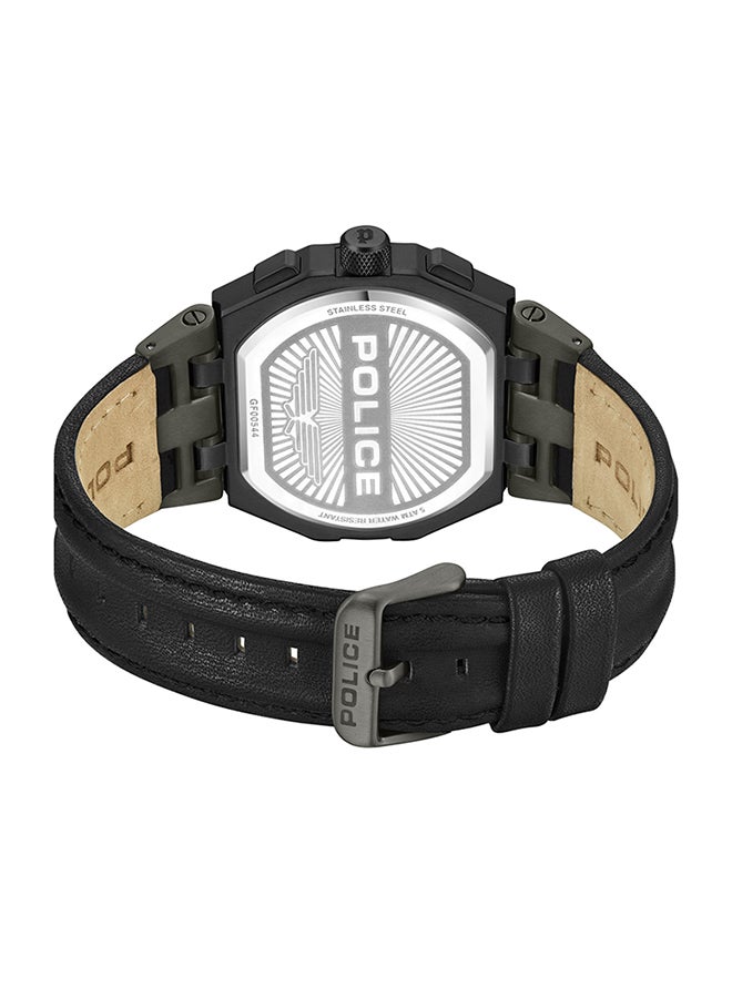 POLICE - Men's Shield Black Dial Black Leather Strap Gents Chronograph Watch With Stainless Steel Case - Image 1