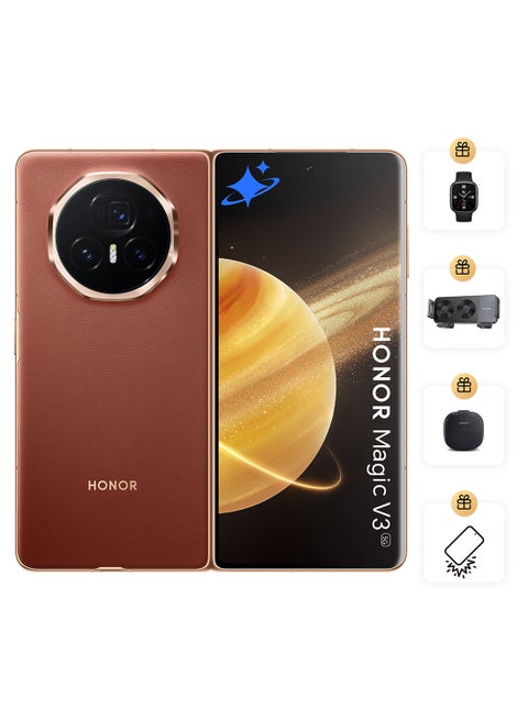 Magic V3 Dual SIM Reddish Brown 12GB RAM 512GB 5G With Free Gifts And Screen Protection - Middle East Version