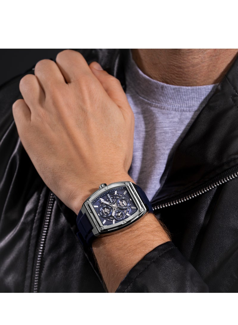 بوليس ساعة كريد ذات قرص أزرق مع حزام سيليكون أزرق بتوقيت كرونوغراف - Image 5